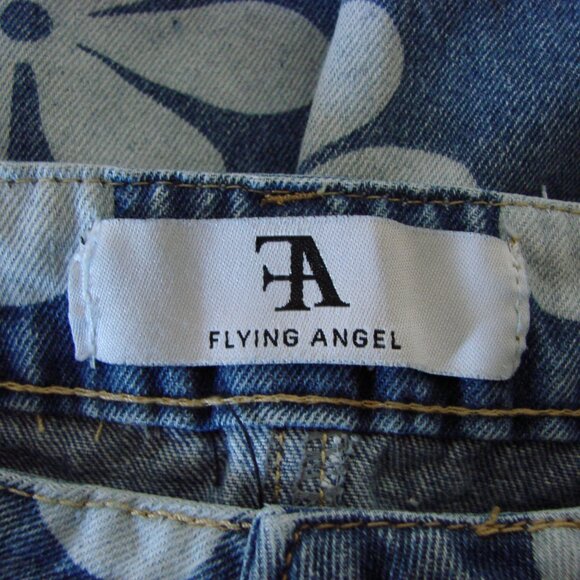 Flying Angel Floral Wide Leg Jeans Flower High Waist Size 11 / 30 Juniors - Picture 3 of 14